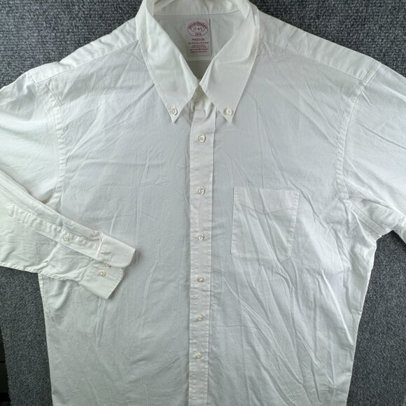 Brooks Brothers Button Up White Cotton Blend Stretch Madison 17 34/35 Adult - Picture 2 of 16